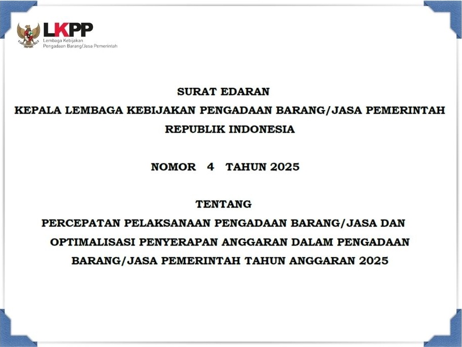 Surat Edaran Kepala LKPP Nomor 4 Tahun 2025