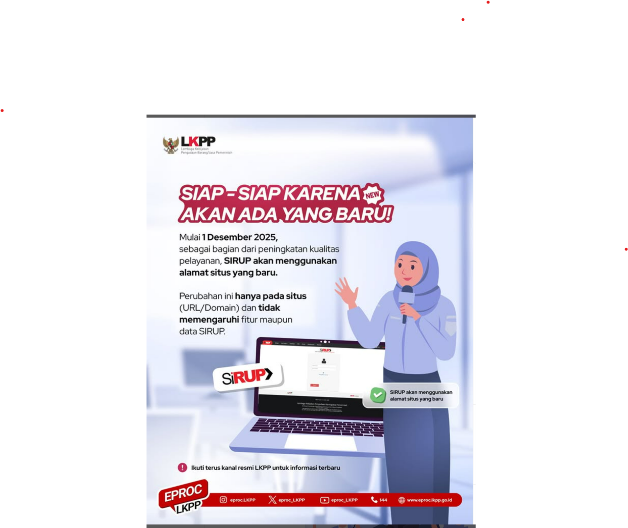 SIRUP akan segera memakai alamat situs yang Baru