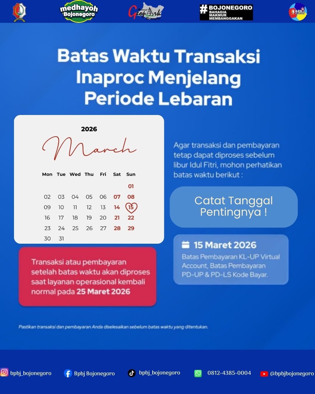 Batas Waktu Transaksi Inaproc Menjelang Periode Lebaran