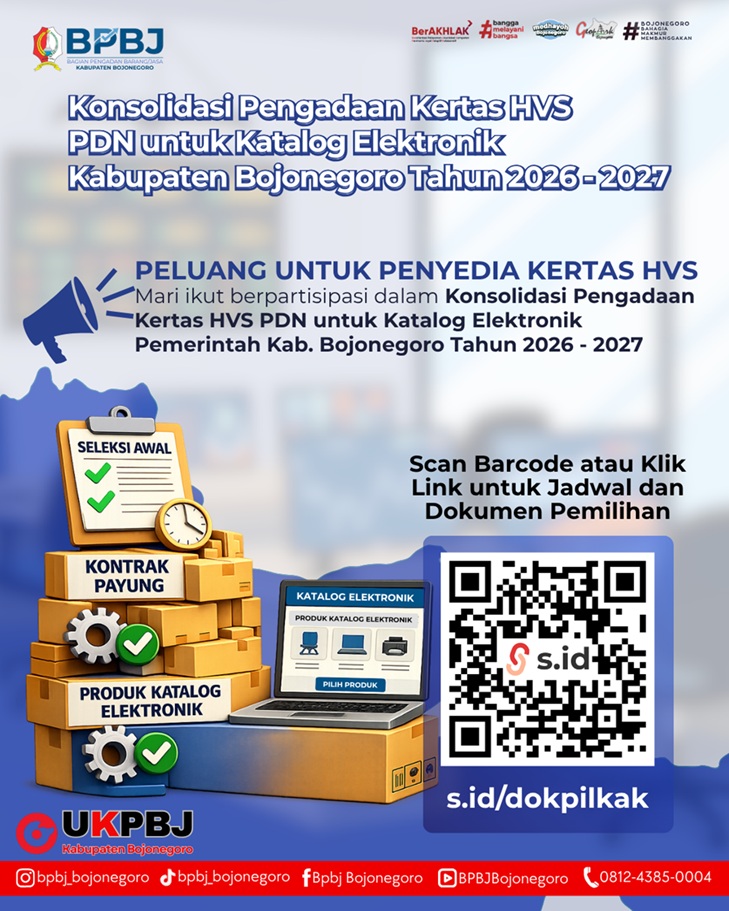 Pengumuman Konsolidasi Kertas HVS Katalog Elektronik Bojonegoro