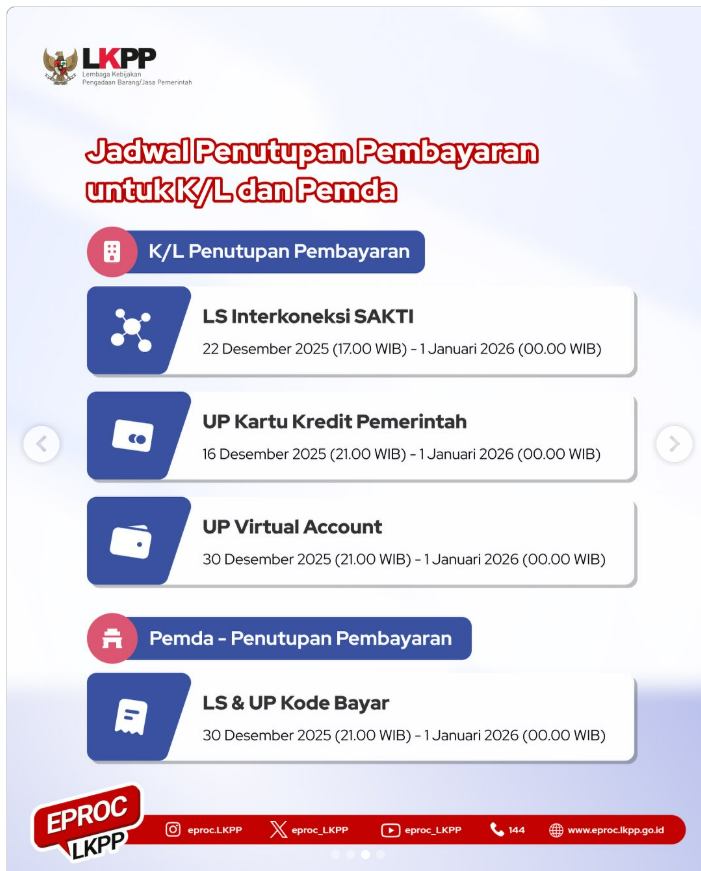 INFO PENUTUPAN PEMBAYARAN AKHIR TAHUN 2025