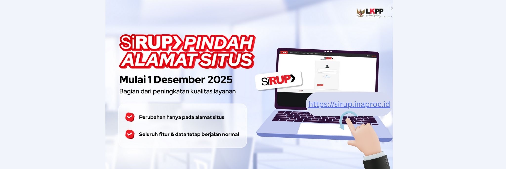 Domain SiRUP Baru<BR>mulai 1 Desember 2025